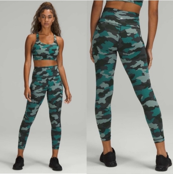 lululemon athletica Pants - Lululemon Wunder Under HR Tight 25” In Camo Tidewater Teal Size 4